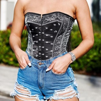 Beyprern Hot Printed Strapless Sexy Corset Tops 2020 New Women Body Shaper Skinny Party Clubwear Sleeveless Slim Tanks Club Vest